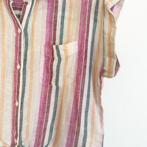 RAILS Amelie Tie Front Rainbow Striped Shirt Medium M - Picture 4 of 8